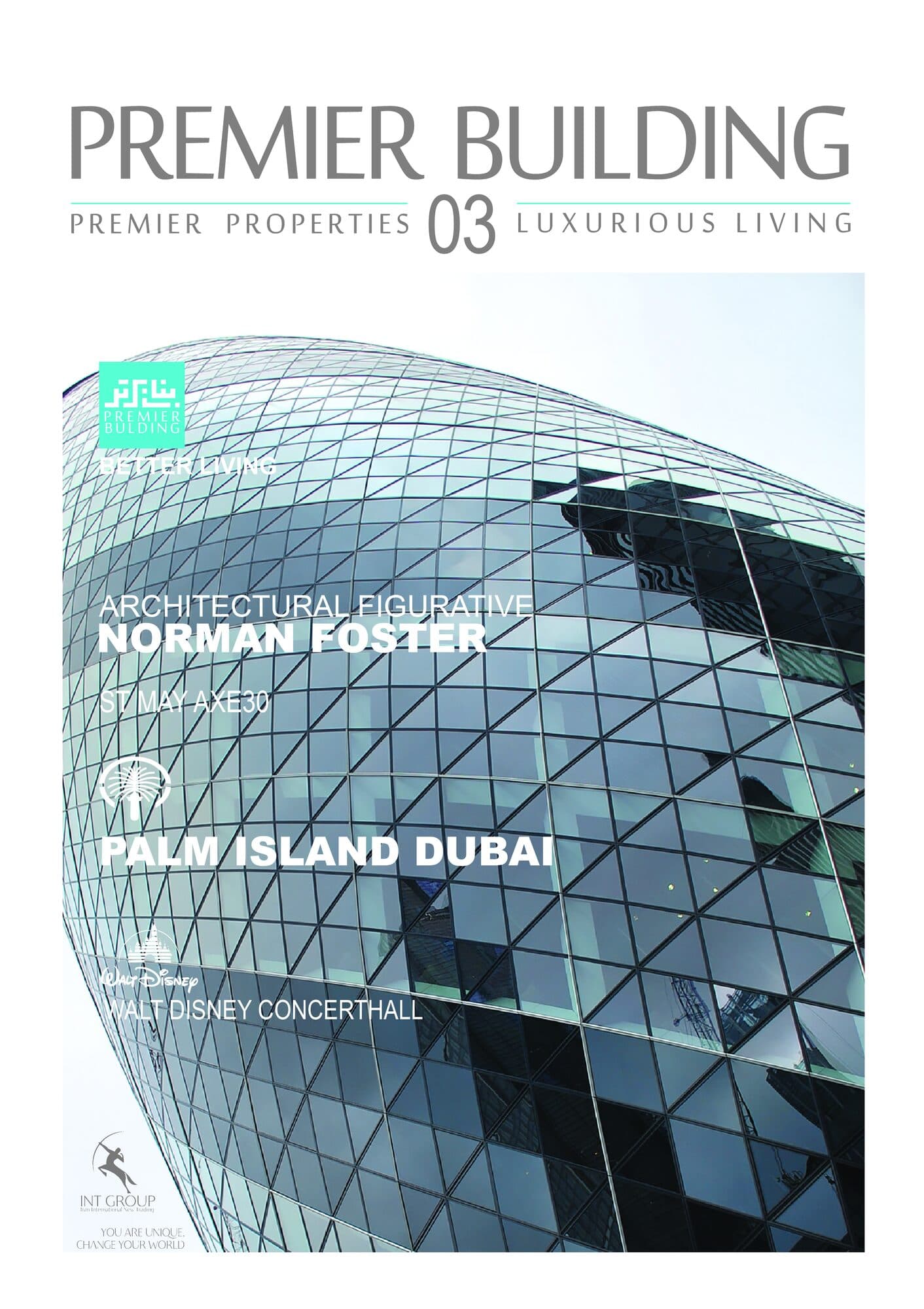 Cover of Banaye Bartar issue 03 under its English masthead, Premier Building — Norman Foster's 30 St Mary Axe